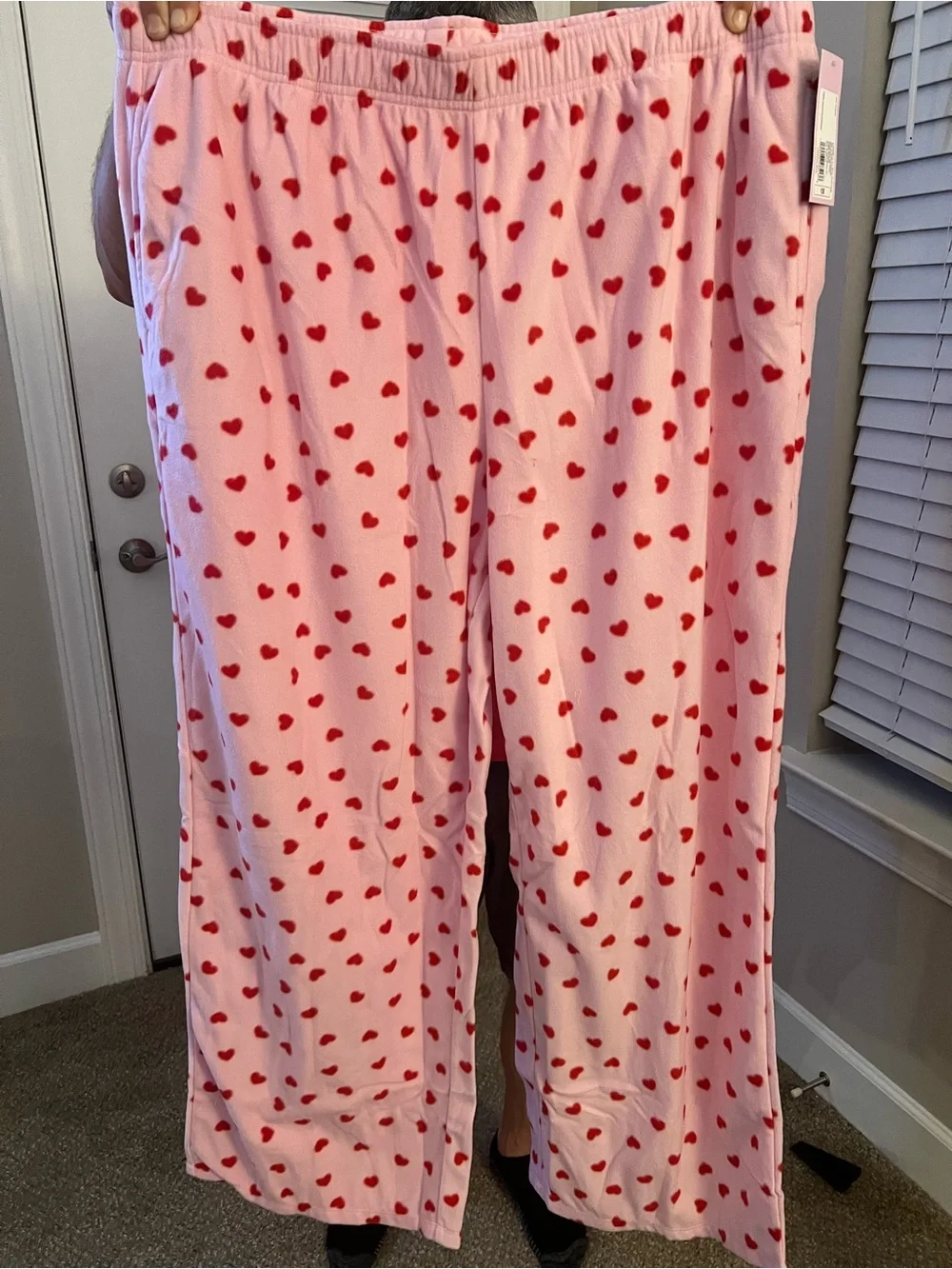 Target Pink Lounge Pants with Red Heart Print - Picture 1 of 1